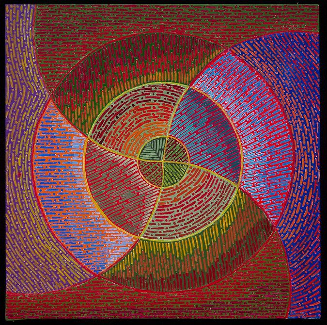 Four Directions Mandala II, painted by Henry Sultan. Click to enlarge.