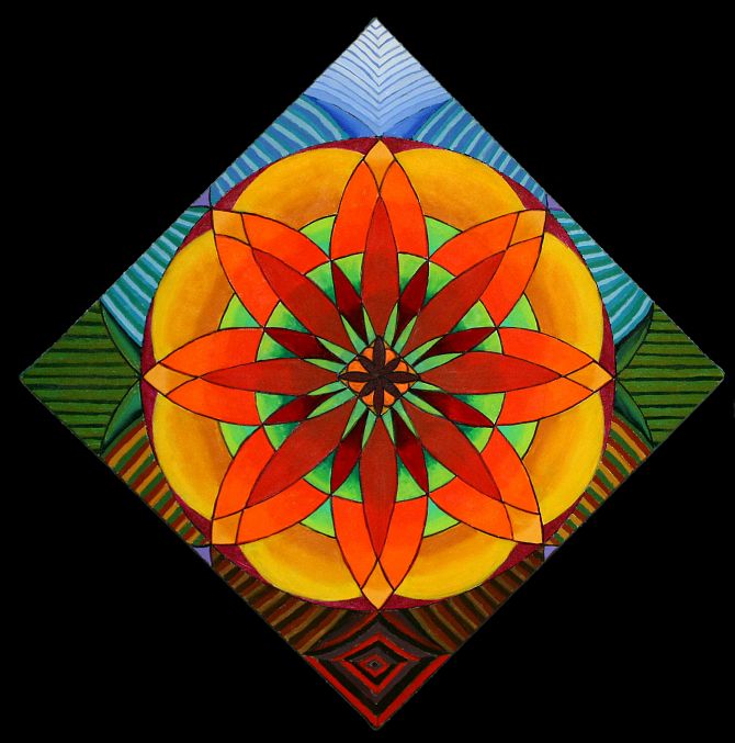 LOTUS DIAMOND MANDALA, painted by Henry Sultan. Click to enlarge.