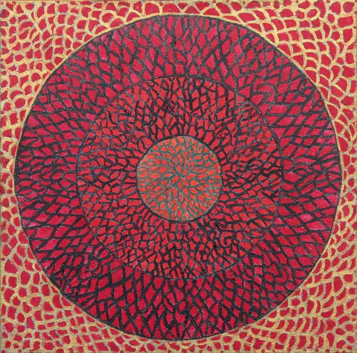 Red Mandala, painted by Henry Sultan. Click to enlarge.