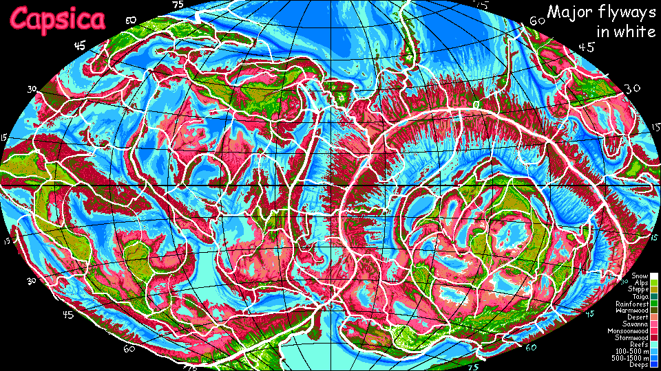 Map of Capsica, a world-building experiment. Click a feature to go there.